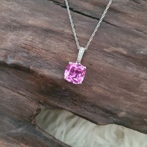 Pink Sapphire and Sterling Silver Necklace